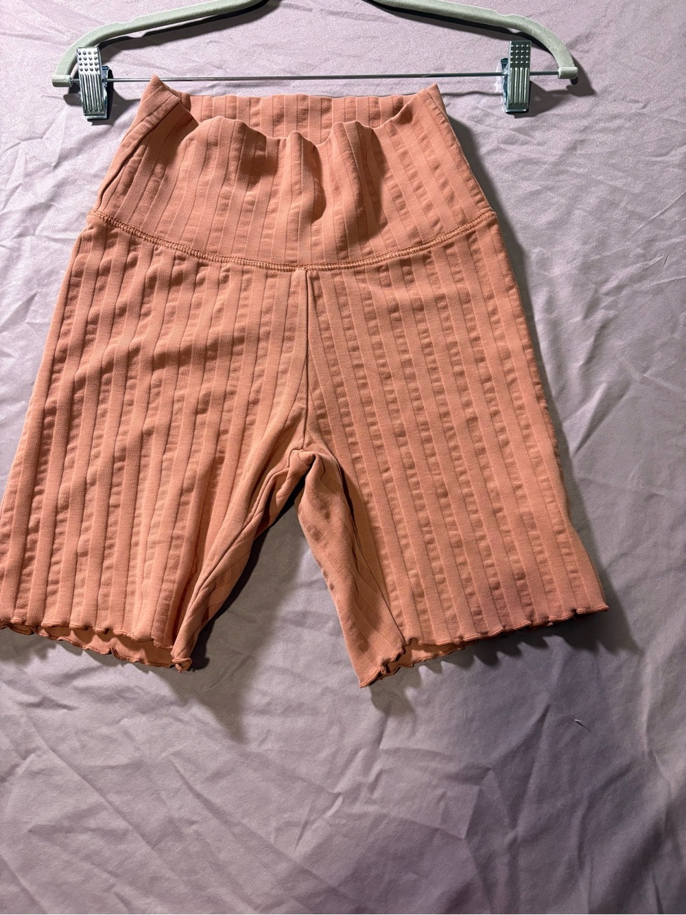 aerie Ribbed Peach High-Waist Bike Shorts